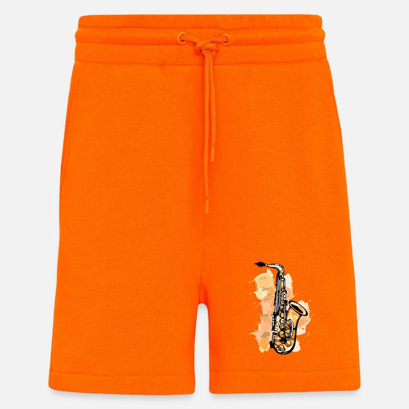 Graphisme pour saxophone - Short bio décontracté fabriqué en UE - SUNSET ORANGE