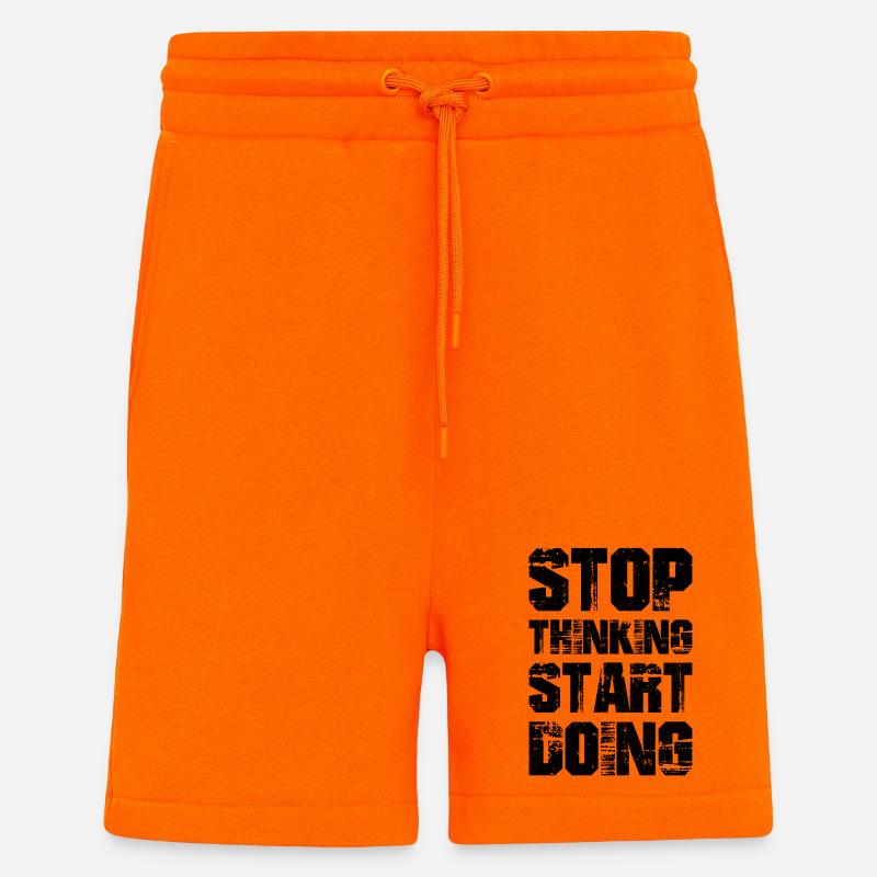 stop thinking start doing - Short bio décontracté fabriqué en UE - SUNSET ORANGE
