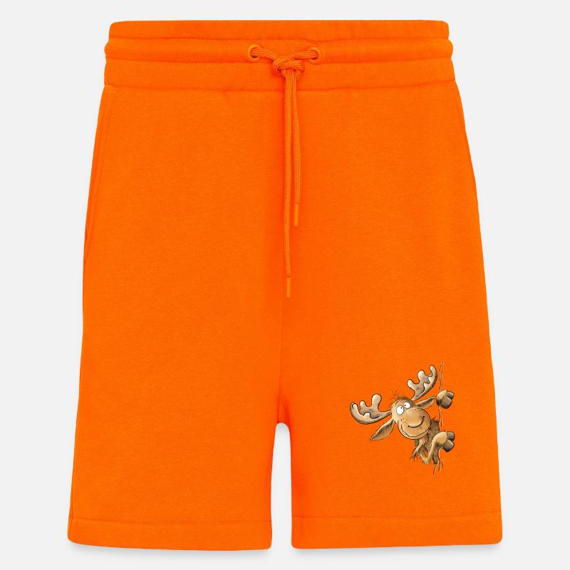 Drolliger Elch Tiermotiv Skandinavien Elche - Shorts - made by SPREAD - SUNSET ORANGE