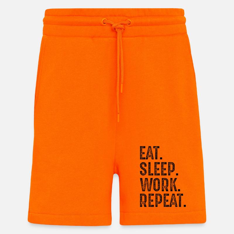 manger dormir travailler répéter - Short bio décontracté fabriqué en UE - SUNSET ORANGE