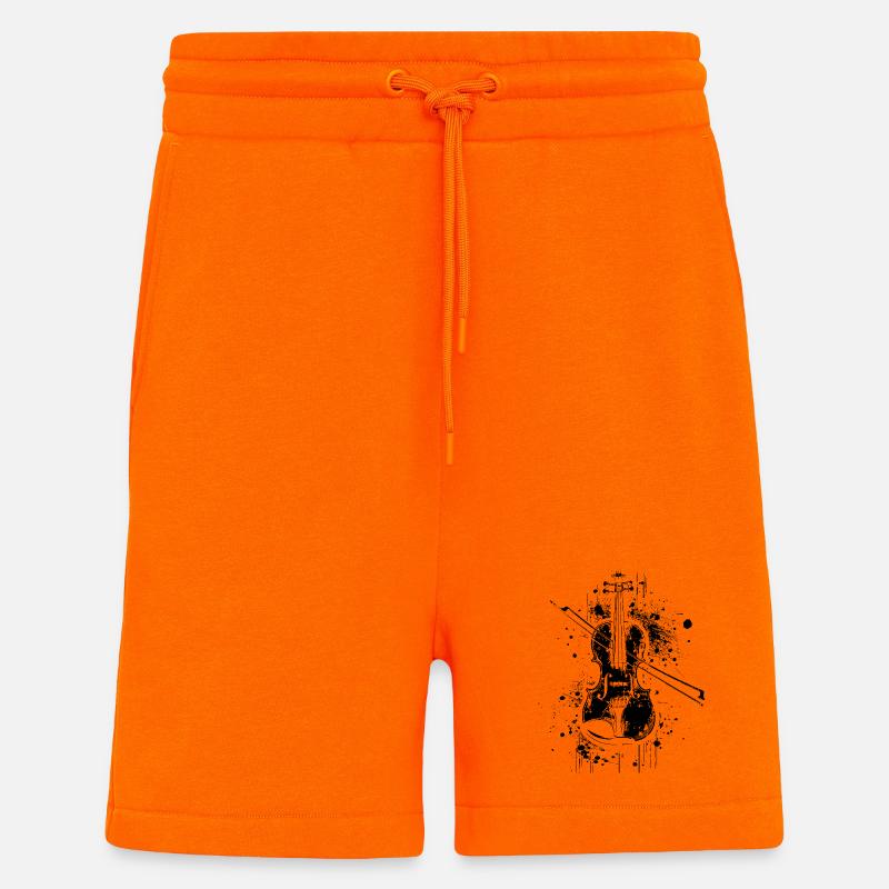 Dessin de violon - Short bio décontracté fabriqué en UE - SUNSET ORANGE