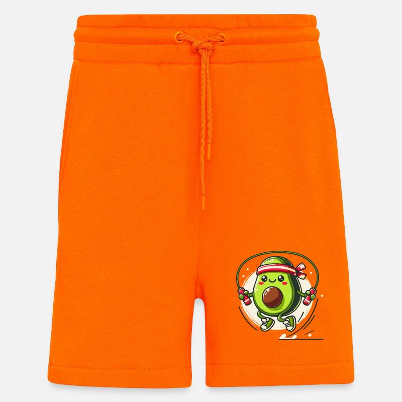Jumping Avocado Workout Spaß - Shorts - made by SPREAD - SUNSET ORANGE