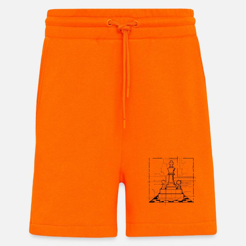Graphiques de pièces d’échecs - Short bio décontracté fabriqué en UE - SUNSET ORANGE