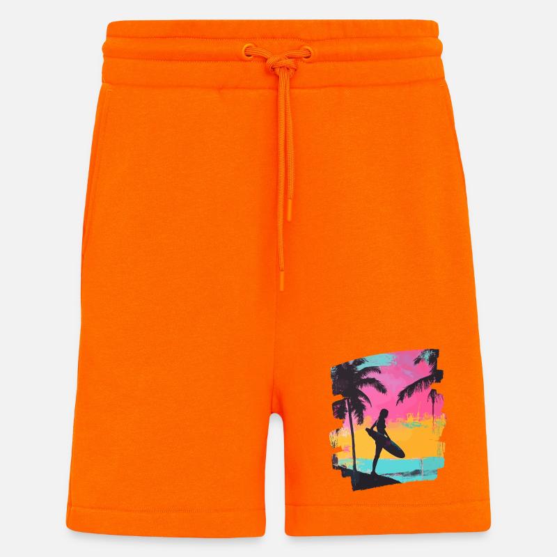 Surfeur Surf Planche de surf Surf - Short bio décontracté fabriqué en UE - SUNSET ORANGE