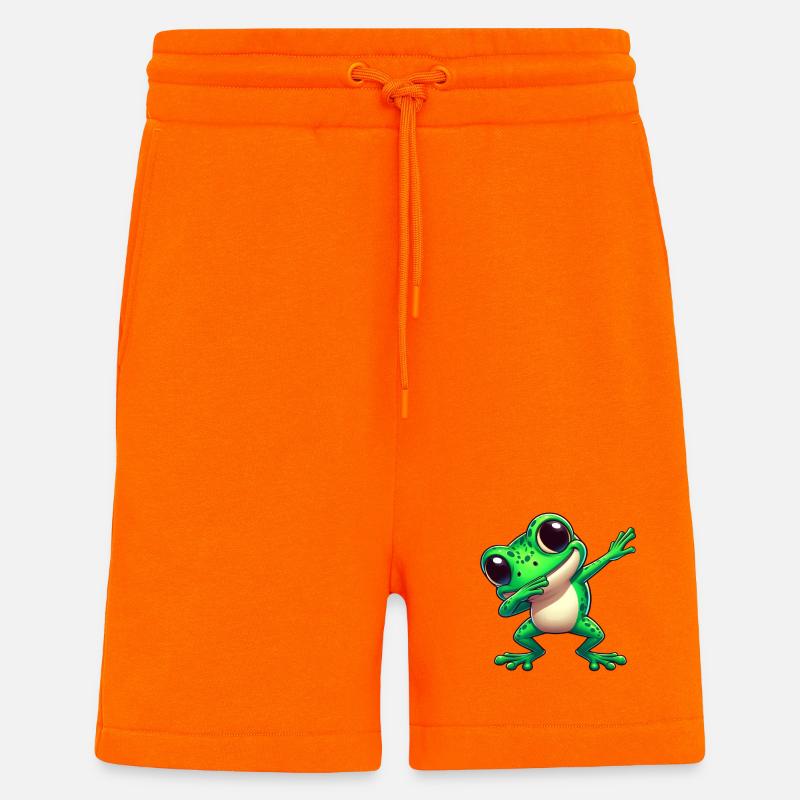 Cool Frog Dabbing Crapaud Tendance - Short bio décontracté fabriqué en UE - SUNSET ORANGE