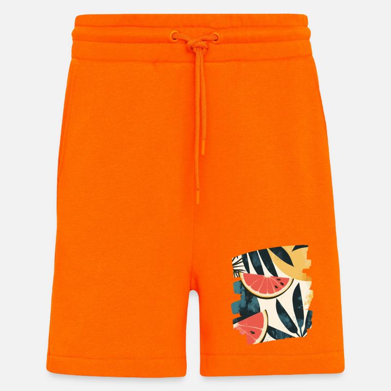 Pastèque d’été et palmiers - Short bio décontracté fabriqué en UE - SUNSET ORANGE