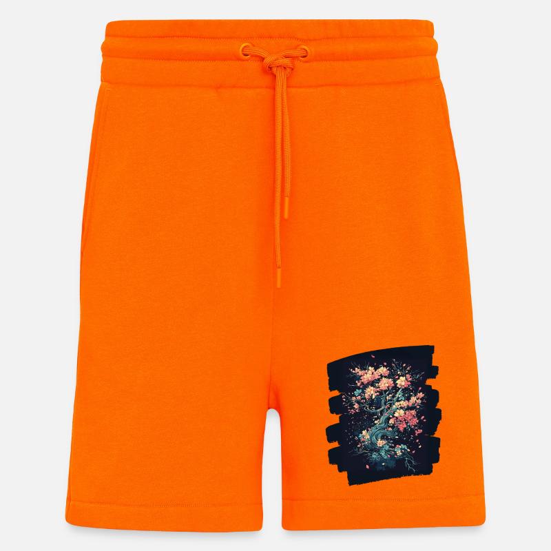 Printemps Printemps Début Fleur Fleurs - Short bio décontracté fabriqué en UE - SUNSET ORANGE