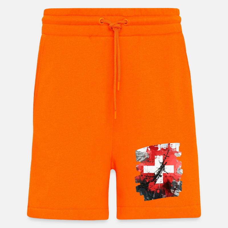 Schweizer Flagge Schweiz - Shorts - made by SPREAD - SUNSET ORANGE
