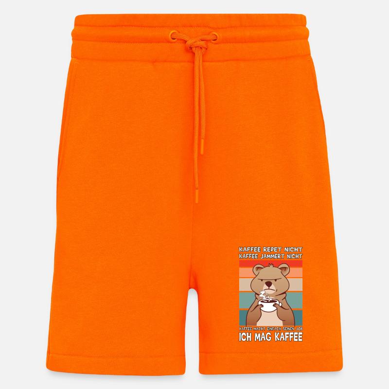 Lustige Morgenmuffel Kaffee Sprüche  - Shorts - made by SPREAD - SUNSET ORANGE
