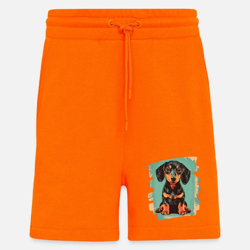 Teckel Dackel - Short bio décontracté fabriqué en UE - SUNSET ORANGE