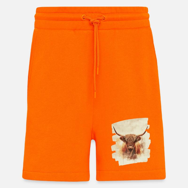 Scottish Highland cattle - Shorts - made by SPREAD - SUNSET ORANGE