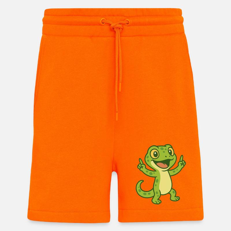 Joyeuses vibrations de gecko - Short bio décontracté fabriqué en UE - SUNSET ORANGE