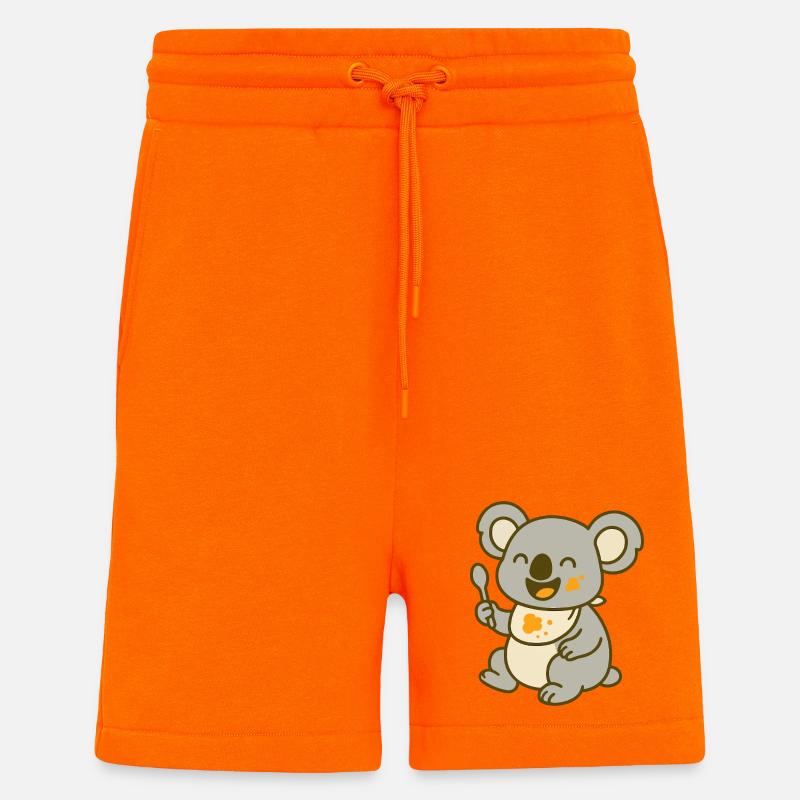 Mignon bébé koala mangeant - Short bio décontracté fabriqué en UE - SUNSET ORANGE