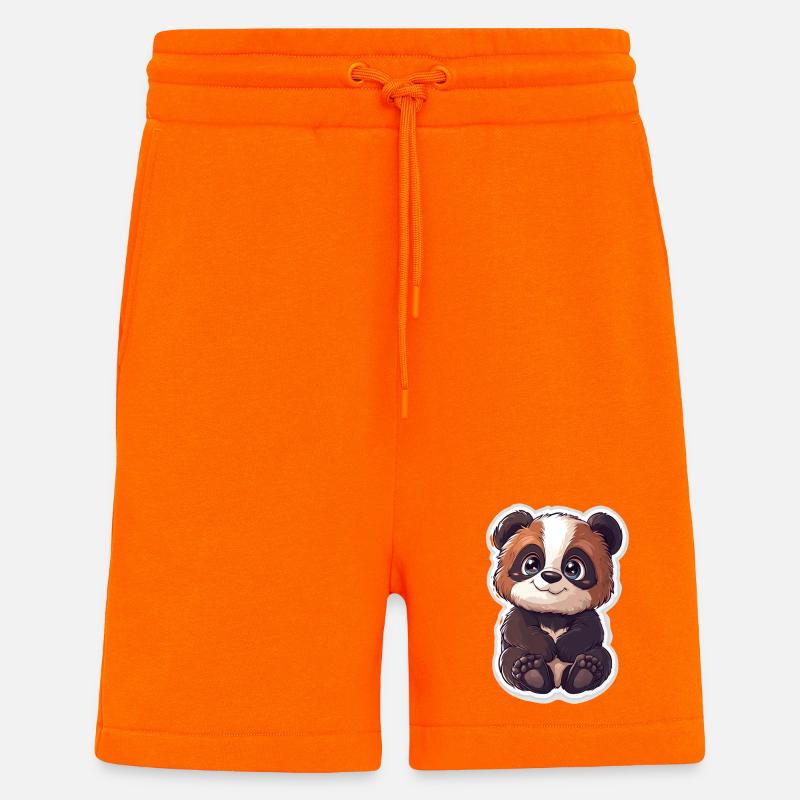 Ours panda mignon - Short bio décontracté fabriqué en UE - SUNSET ORANGE