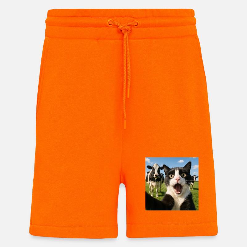 Lustige Katze Kuh Selfie Geschenkidee - Shorts - made by SPREAD - SUNSET ORANGE