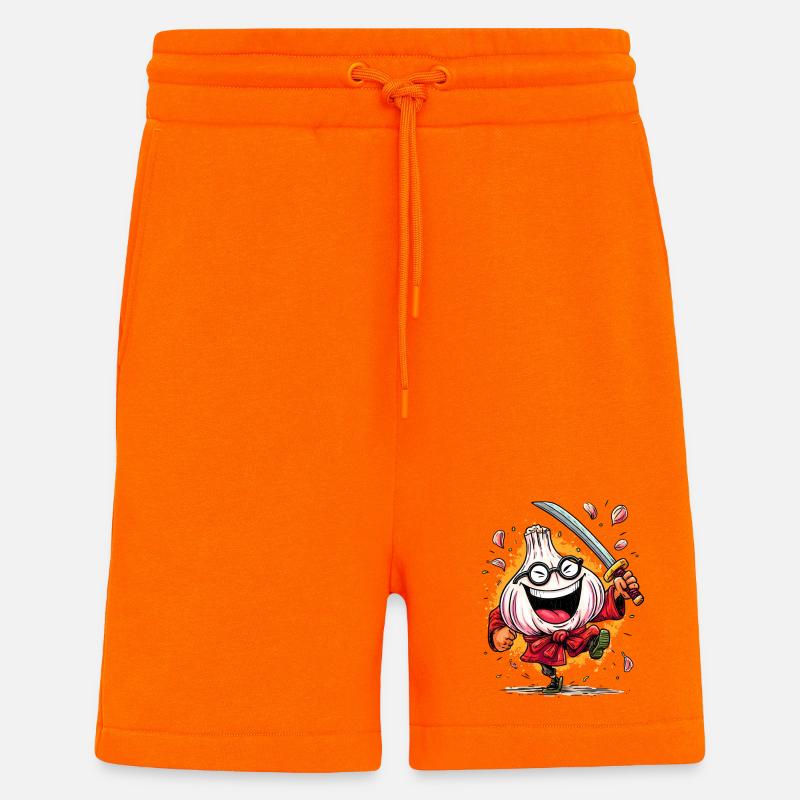 Furchtloser Knoblauch Samurai Heldencharakter - Shorts - made by SPREAD - SUNSET ORANGE