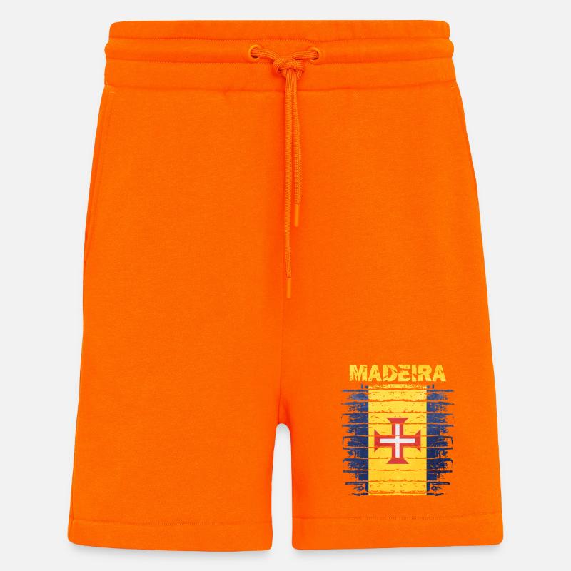 Drapeau de Makeda avec motif insulaire - Short bio décontracté fabriqué en UE - SUNSET ORANGE