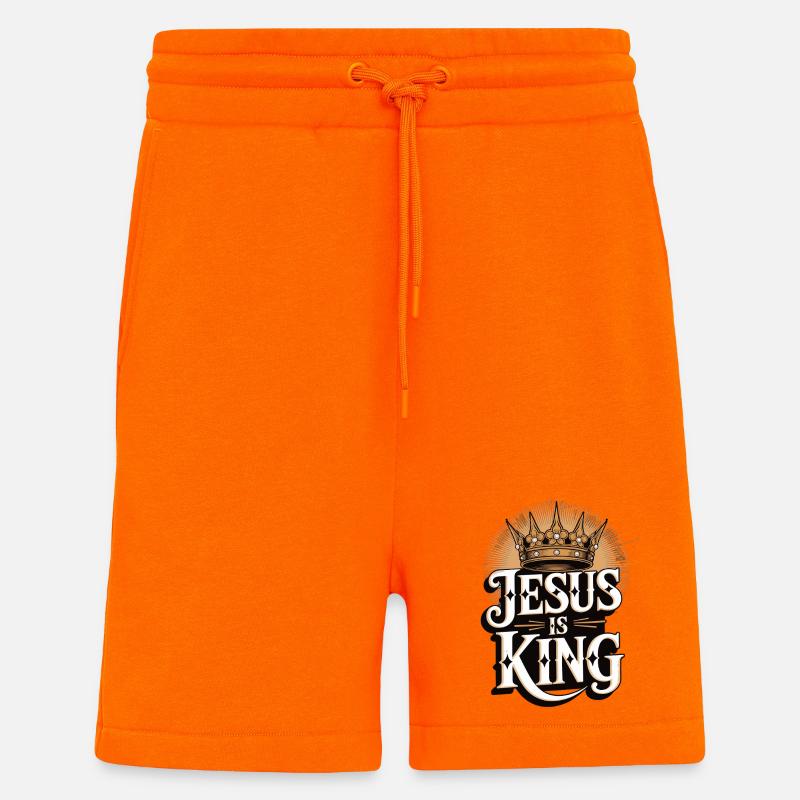 Jesus as King with Crown Design - Shorts - made by SPREAD - SUNSET ORANGE