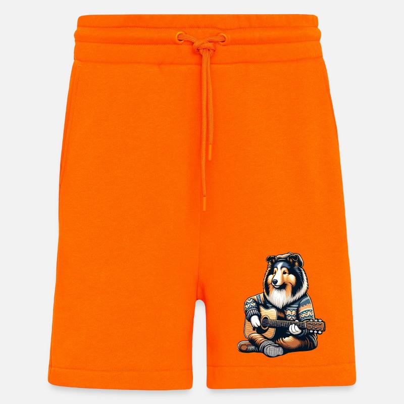 Collie Mit Akustikgitarre Im Strickpullover - Shorts - made by SPREAD - SUNSET ORANGE