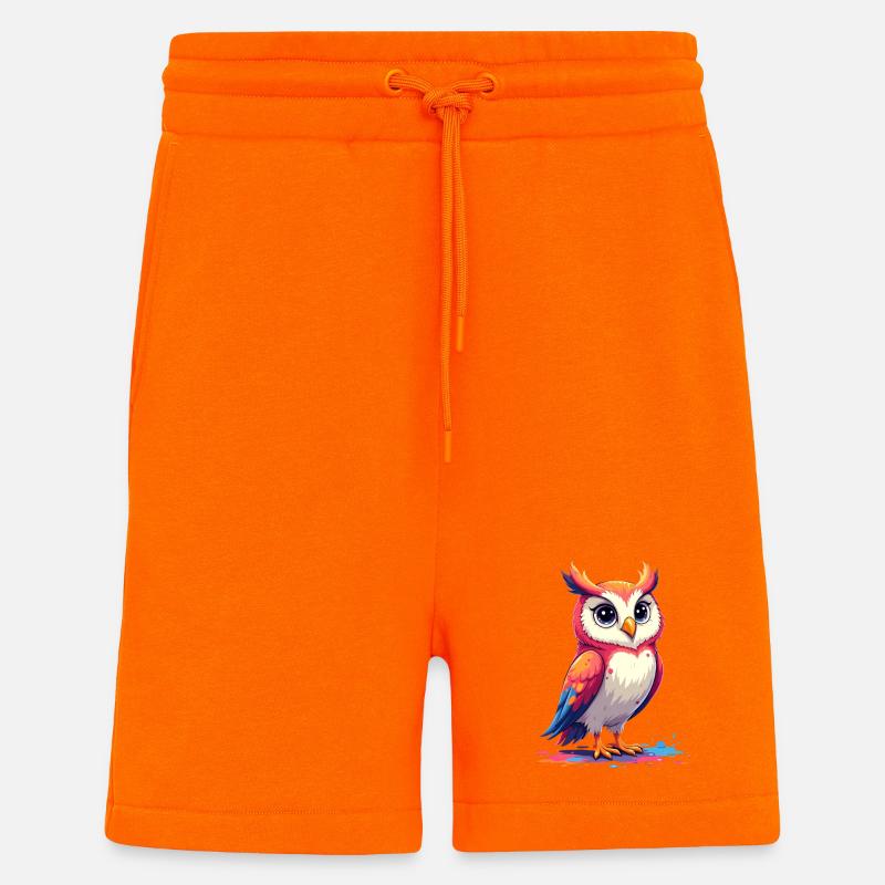 Verspielte bunte Eule Illustration - Shorts - made by SPREAD - SUNSET ORANGE