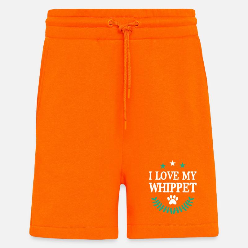 J’adore mon Whippet - Short bio décontracté fabriqué en UE - SUNSET ORANGE