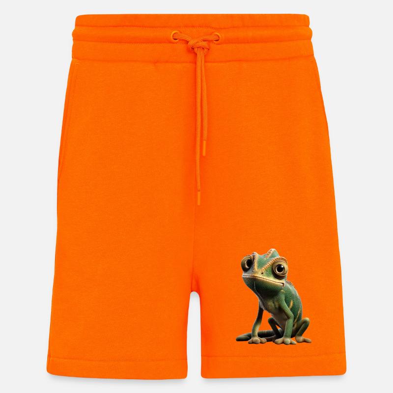Chameleon Lizard Reptile Chameleon Iguana Lizard - Shorts - made by SPREAD - SUNSET ORANGE