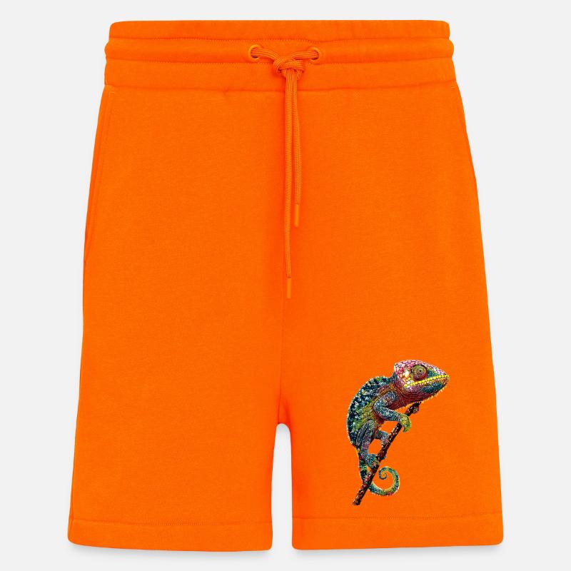 Chamäleon Echse Reptil Chameleon Leguan Eidechse - Shorts - made by SPREAD - SUNSET ORANGE