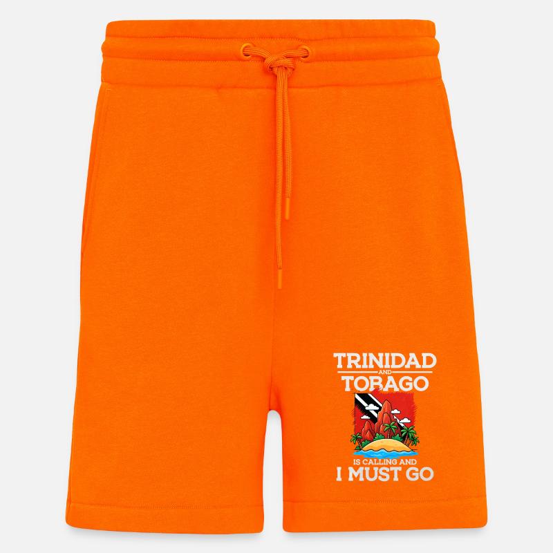 Île paradisiaque des Caraïbes Trinité-et-Tobago - Short bio décontracté fabriqué en UE - SUNSET ORANGE
