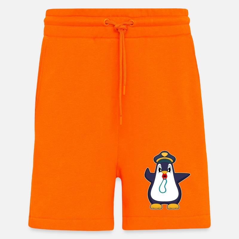Pinguin Polizist Trillerpfeife Polizei - Shorts - made by SPREAD - SUNSET ORANGE