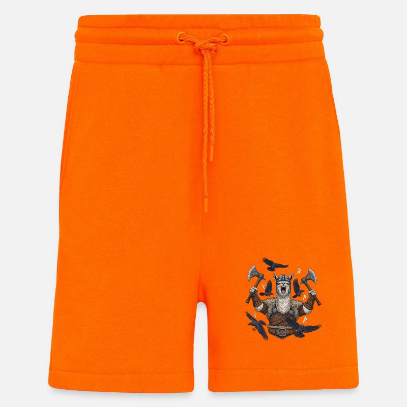 Wikinger Alpaka Berserker mit Raben - Shorts - made by SPREAD - SUNSET ORANGE