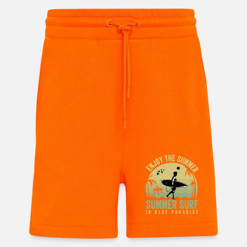 Surfeurs d’été à Blue Paradise - Short bio décontracté fabriqué en UE - SUNSET ORANGE