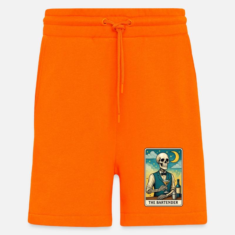 Skeleton bartender with moon sky - Shorts - made by SPREAD - SUNSET ORANGE