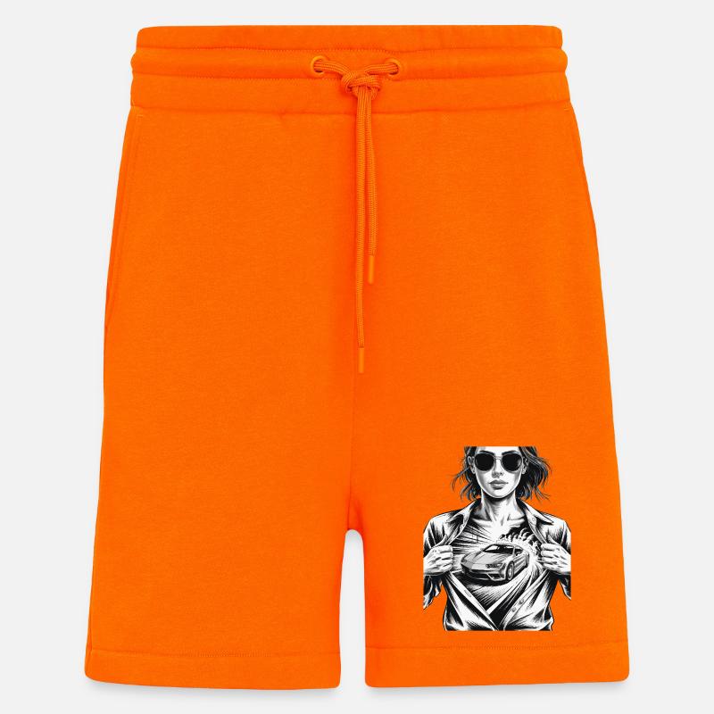 Conception de voiture de course - Short bio décontracté fabriqué en UE - SUNSET ORANGE