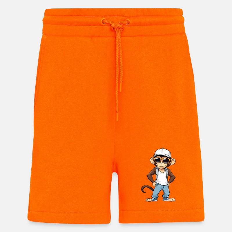 Cool monkey with sunglasses and cap - Shorts - made by SPREAD - SUNSET ORANGE
