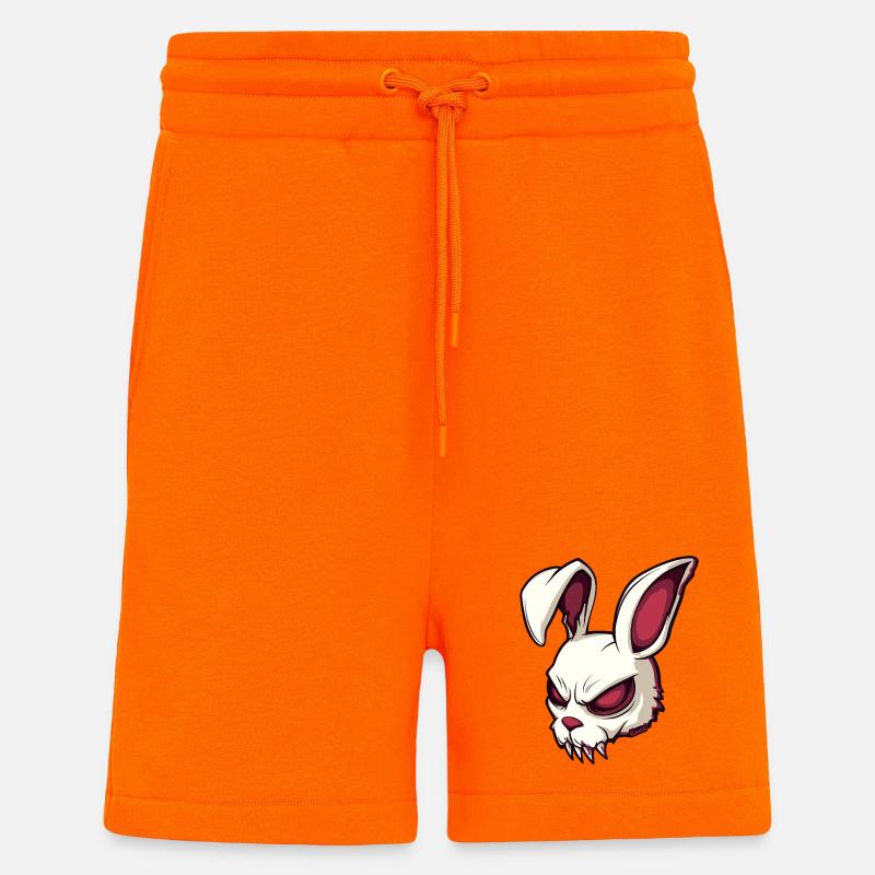 Illustration de crâne de lapin maléfique - Short bio décontracté fabriqué en UE - SUNSET ORANGE