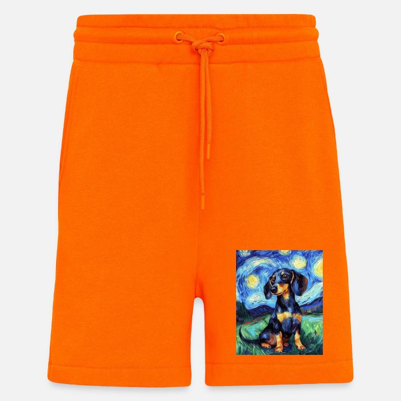 Dackel Hund Van Gogh Style Starry - Shorts - made by SPREAD - SUNSET ORANGE