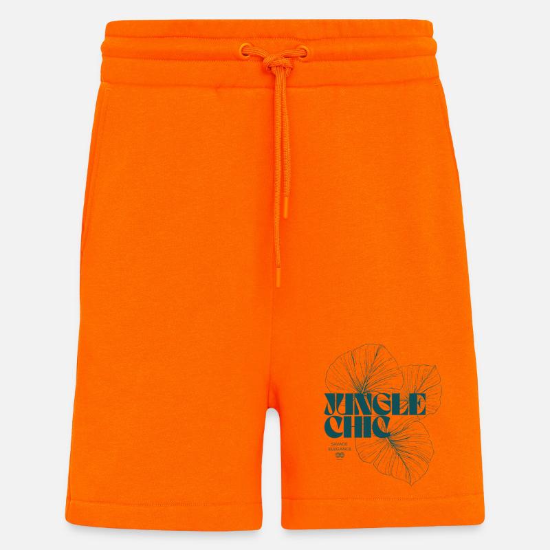 Botanical Jungle Monstera Leaf Pattern Design - Shorts - made by SPREAD - SUNSET ORANGE