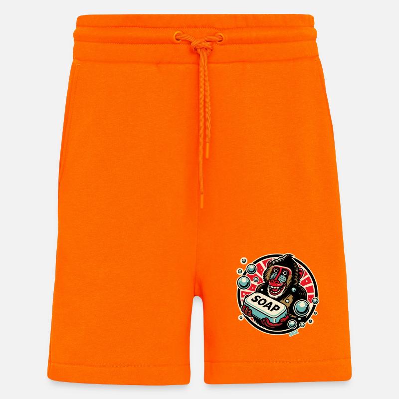 Mandrill Singe avec du savon - Short bio décontracté fabriqué en UE - SUNSET ORANGE