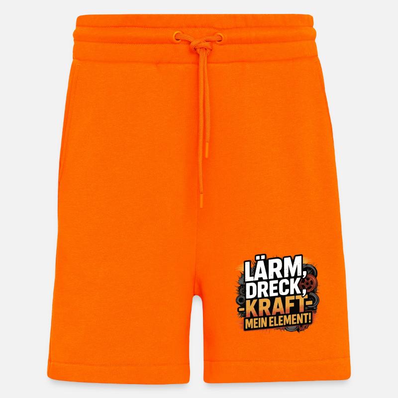 Bruit, saleté, puissance – mon élément - Short bio décontracté fabriqué en UE - SUNSET ORANGE