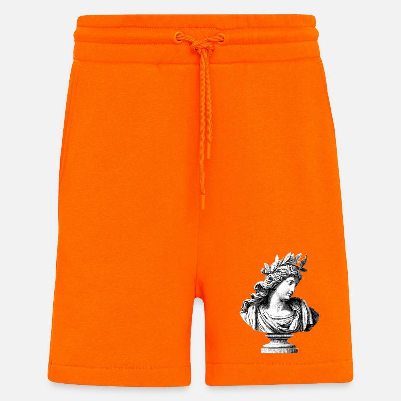 Buste antique déesse – Gravure classique - Short bio décontracté fabriqué en UE - SUNSET ORANGE