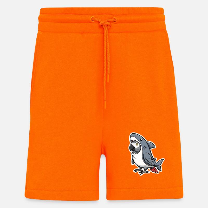 Requin gris perroquet dessin animé - Short bio décontracté fabriqué en UE - SUNSET ORANGE