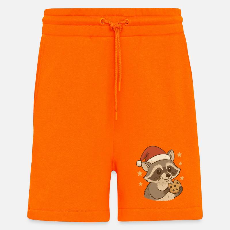raton laveur de Noël avec biscuit - Short bio décontracté fabriqué en UE - SUNSET ORANGE
