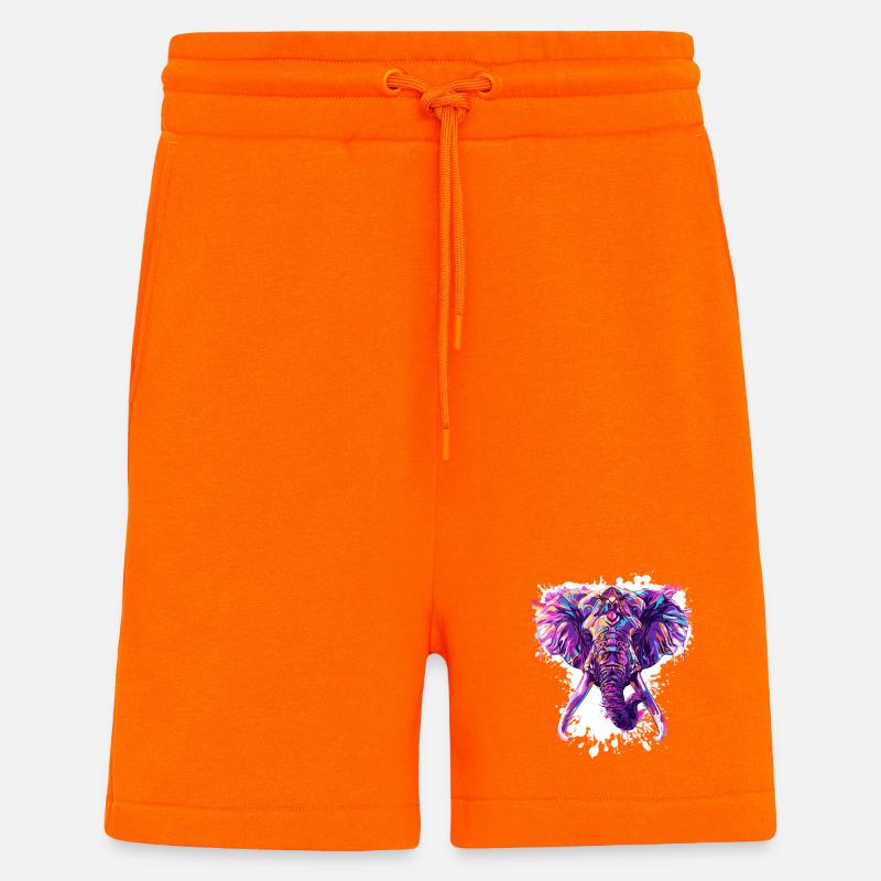 Bunter Elefantenkopf Neon-Splash - Shorts - made by SPREAD - SUNSET ORANGE
