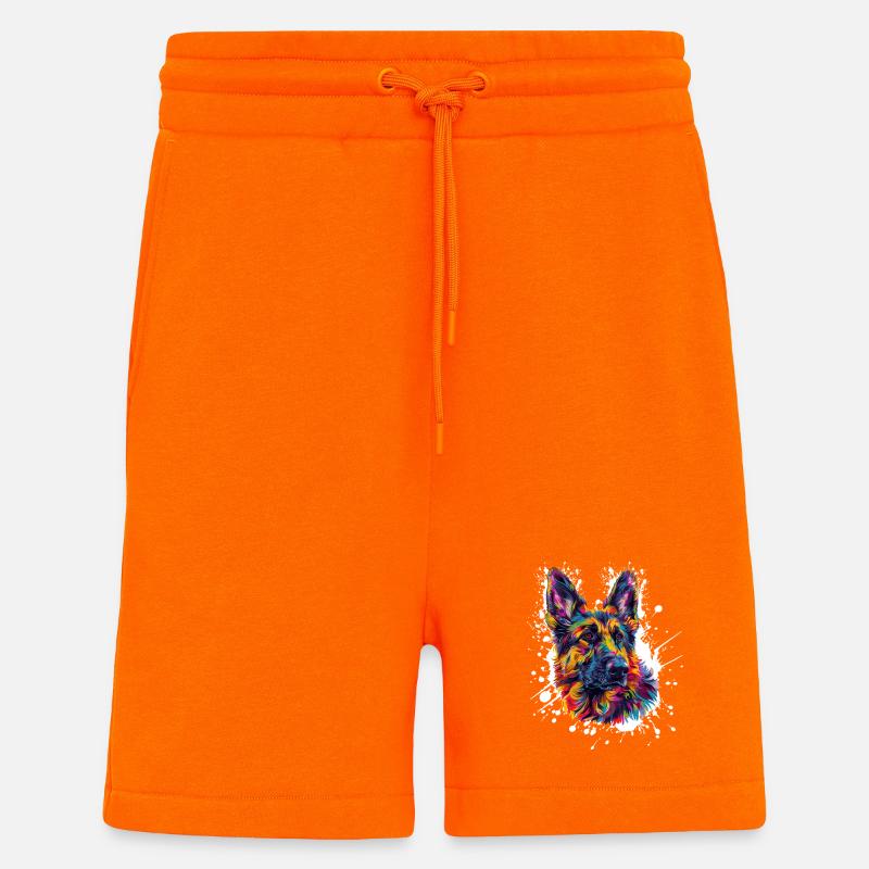 Hund Schäferhund Farbklecks - Shorts - made by SPREAD - SUNSET ORANGE