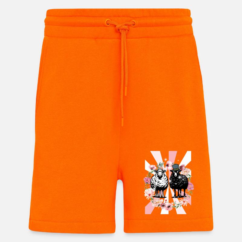 Rétro Printemps Mouton Pâques Enfants - Short bio décontracté fabriqué en UE - SUNSET ORANGE