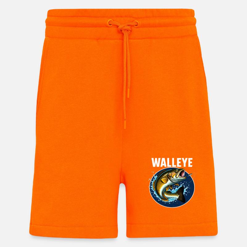 Walleye Fisch Sprungfisch Motiv - Shorts - made by SPREAD - SUNSET ORANGE