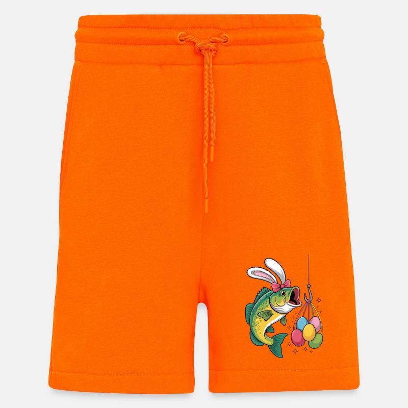 Lapin de Pâques Pêche Dessin animé - Short bio décontracté fabriqué en UE - SUNSET ORANGE
