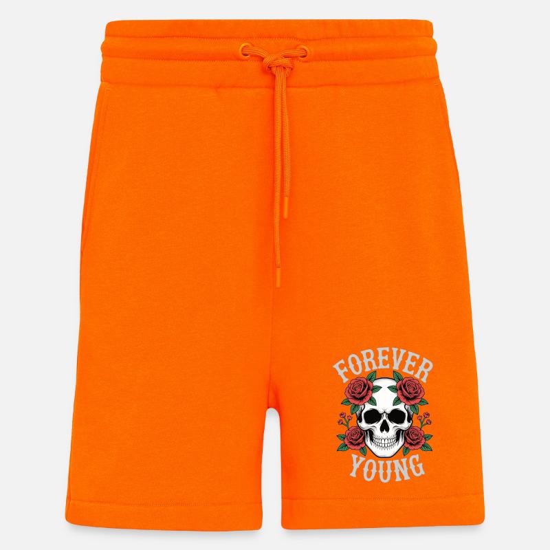 Forever Young Skull Roses - Shorts - made by SPREAD - SUNSET ORANGE