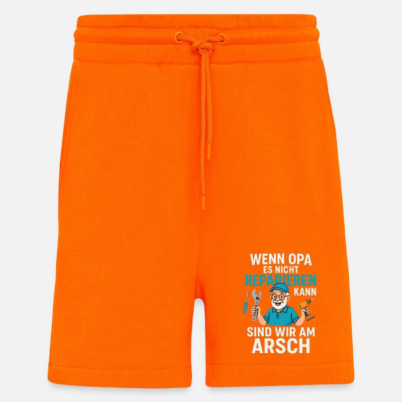 Lustiger Handwerker-Spruch mit Opa Reparaturheld - Shorts - made by SPREAD - SUNSET ORANGE
