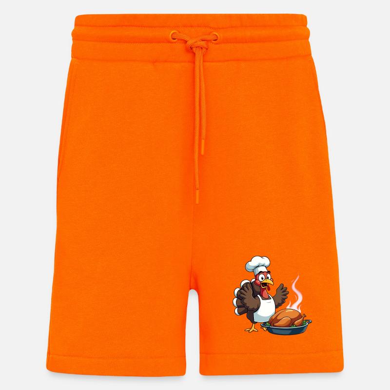 Cuisinier de dinde de Thanksgiving - Short bio décontracté fabriqué en UE - SUNSET ORANGE